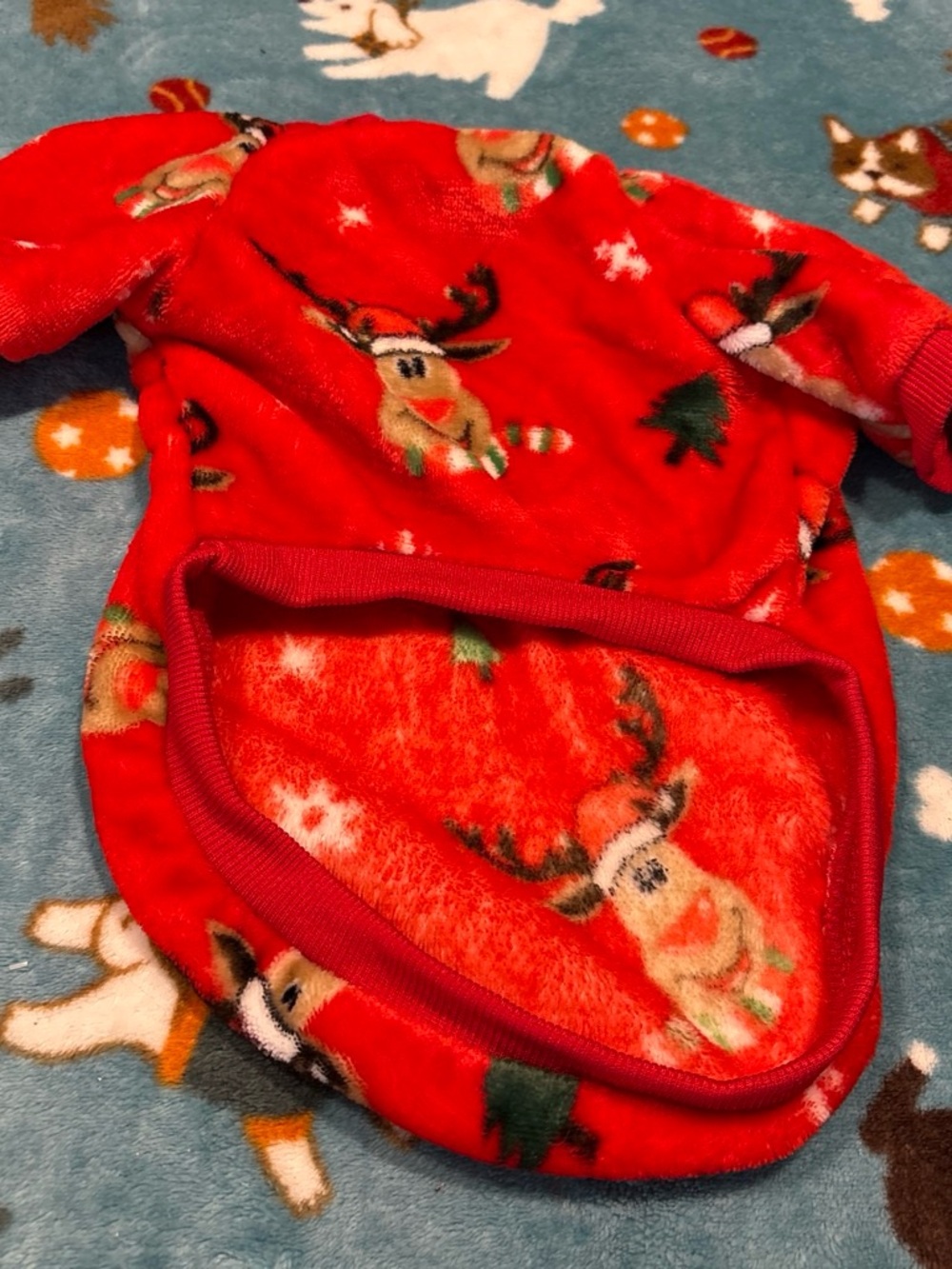 Red Holiday Reindeer Sleep Sack for Small Pets small medium